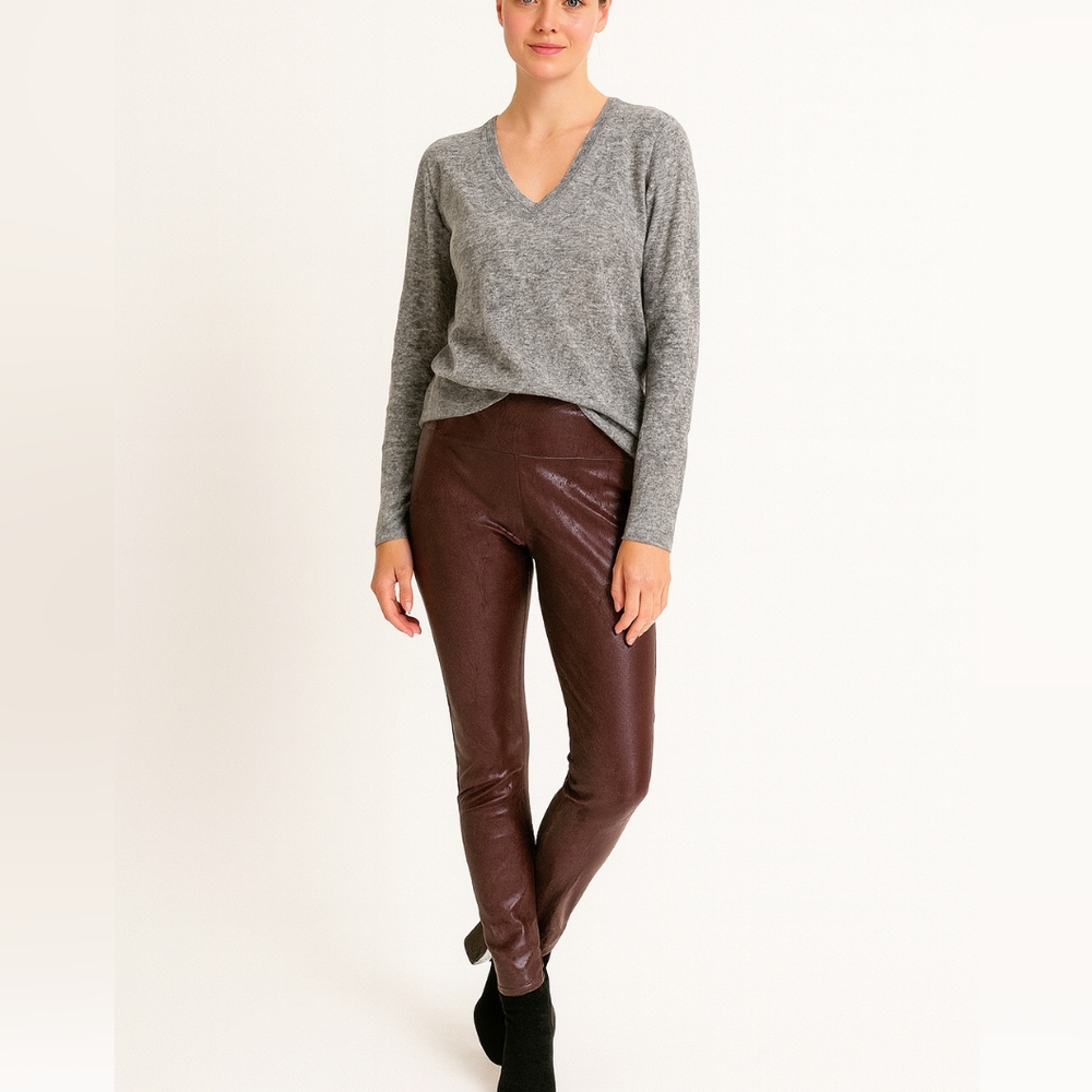 Veronica Beard Lamb Leather Pants in Brown